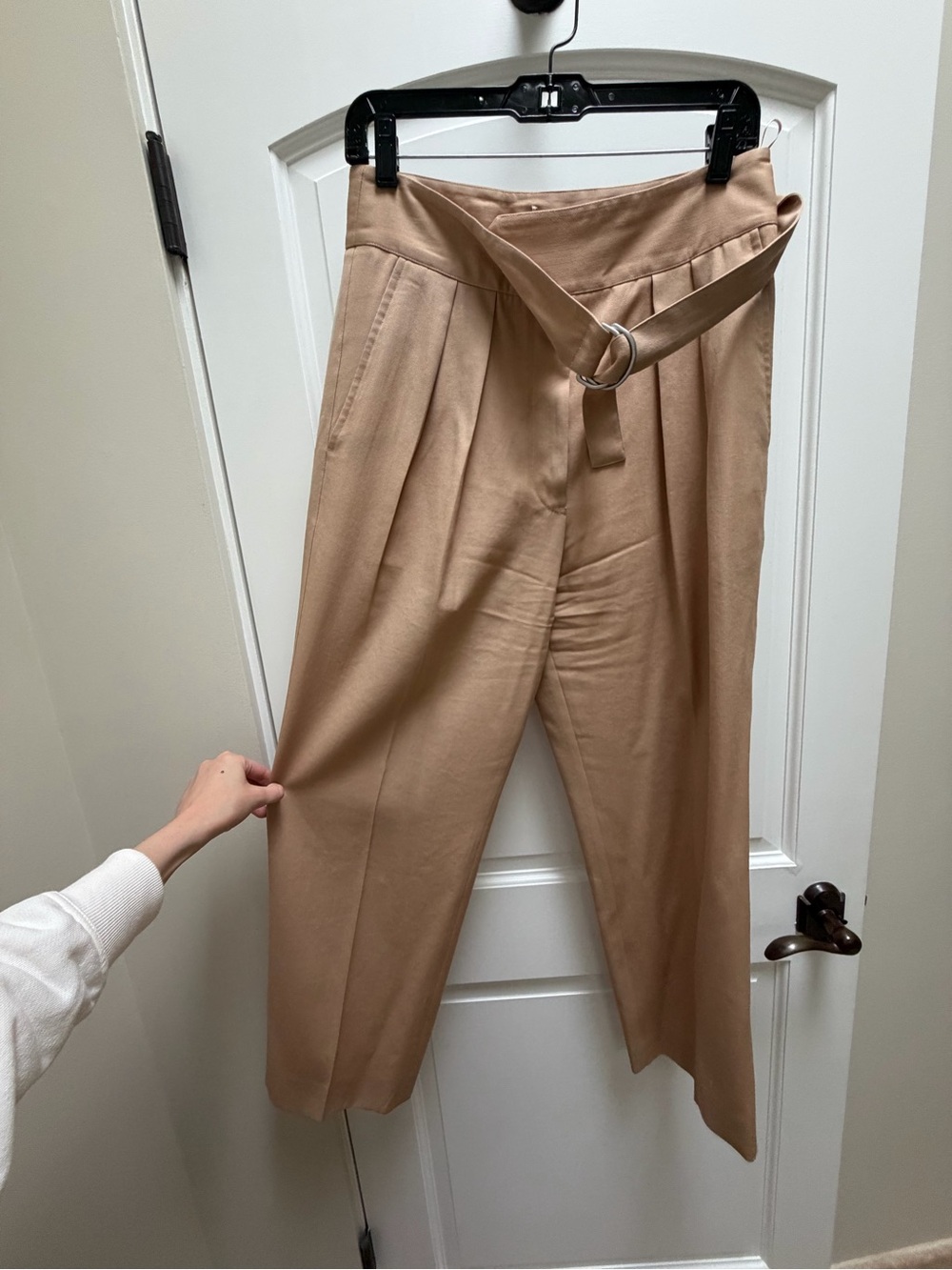 Jil Sander Napoleon Camel Wool Belted Pleated Pants IT 36 US 0